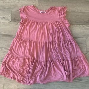 Extra Small Emory Park pink ruffle t-shirt dress